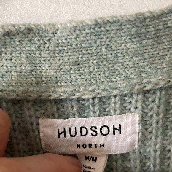 Hudson North Crop  Chunky Rib Knit Cardigan Sweater Sage Green Size Medium - Picture 7 of 8